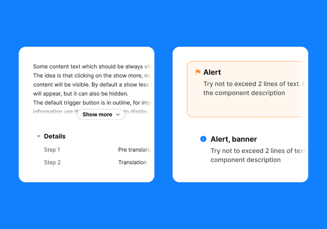 Three-step wizard component — Create project checked, Project settings in edit, Review pending